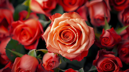Close up of a bunch of red roses