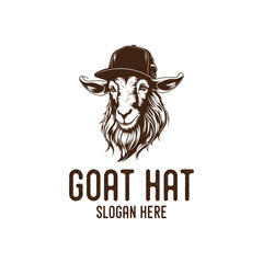 Goat with hat logo vector illustration