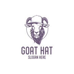 Goat with hat logo vector illustration