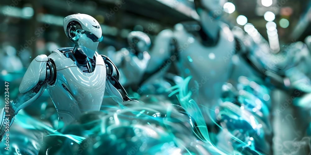 Poster ai robots enhance recycling efficiency by sorting materials using advanced technology. concept recyc