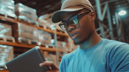 A Warehouse Worker Checking Inventory