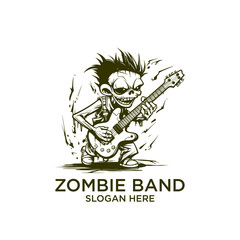 Zombie music logo vector illustration