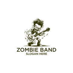 Zombie music logo vector illustration