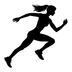 Female athlete running silhouette. Vector illustration