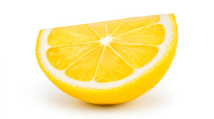 slice of lemon quarter slice on white background front view