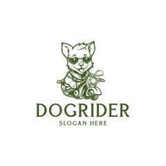 Dog rider logo vector illustration