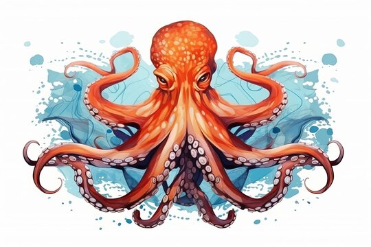 recommend clip art: Octopus flat design top view cephalopod behavior theme water color Splitcomplementary color scheme