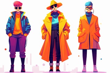 Trend forecasting flat design front view future styles theme cartoon drawing vivid