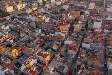 Fototapeta premium Top view of an ancient city in Europe, small houses, dense location