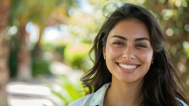 Smiling Young Hispanic Woman Looking At Camera Attractive And Friendly Portrait Digital Photo