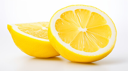 two slices of lemons on white background