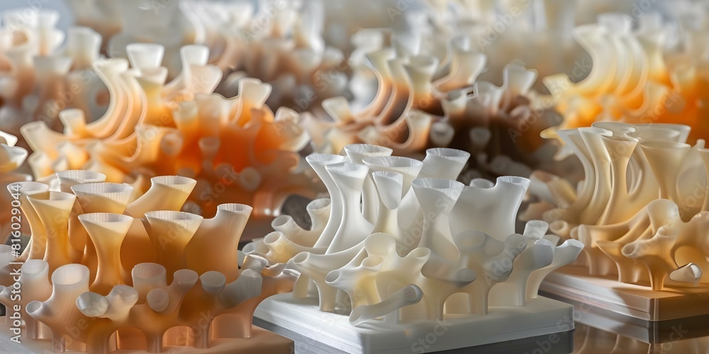 Aufkleber d-printed tissues in lab demonstrate cellular development from early stages to maturity. concept bio