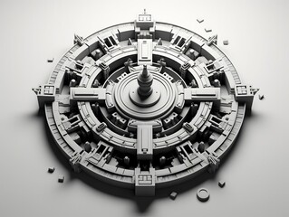 Enigmatic artifact flat design top view archeological find theme black and white