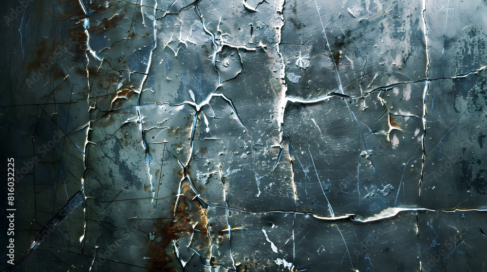 Poster metal texture with scratches and cracks : generative ai
