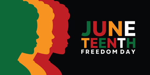 June Teenth Freedom Day. Womens. Great for cards, banners, posters, social media and more. Black background.
