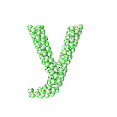 Symbol made of green volleyballs. letter y