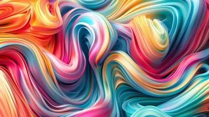 Fototapeta premium vibrant abstract twisted shapes in rainbow colors surreal 3d render of organic forms