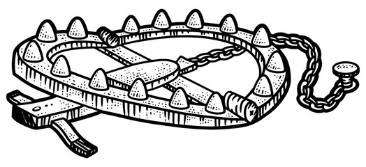Trap sketch engraving PNG illustration. T-shirt apparel print design. Scratch board imitation. Black and white hand drawn image.