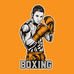 Boxing Vector Logo, Kick Boxing Illustration Graphic