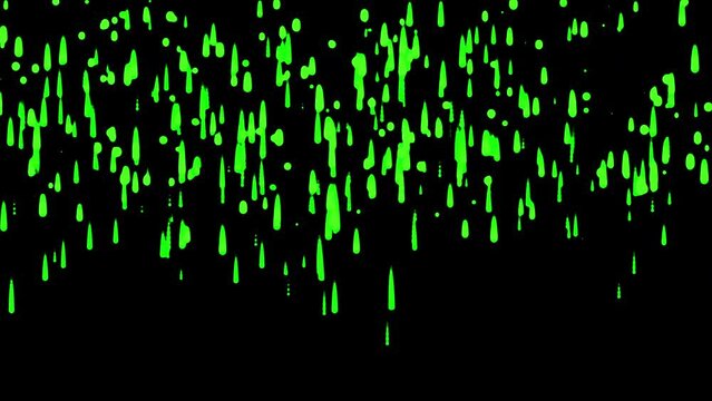 Slime Drip in Vivid Green on Black abstract falling creative rain, bright green slime dripping. Perfect for horror themes, Halloween projects, or creative work needing a spooky, slimy effect