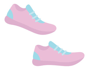 Sport sneakers in flat design. Woman footwear for running and training. Vector illustration isolated.
