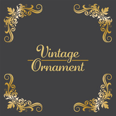 Golden Vintage Corner Ornament.Golden Border ornament.Suitable for wedding invitation card. classic frame corner ornament.