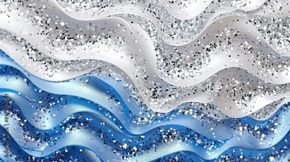 Aufkleber abstract shiny background with blue glitter waves. scattered confetti sparkles with light blue color