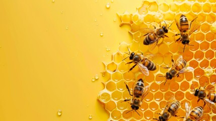 world bee day background and honey with copy space