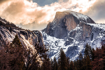 Sunrise on Half Dome from a Meadow, Yosemite National Park, California