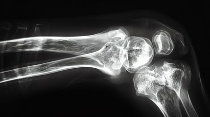 A detailed Xray of a knee joint, revealing the bones and ligaments, perfectly suited for accurate medical analysis of alignment issues