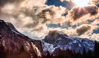 Sunrise on Half Dome from a Meadow, Yosemite National Park, California