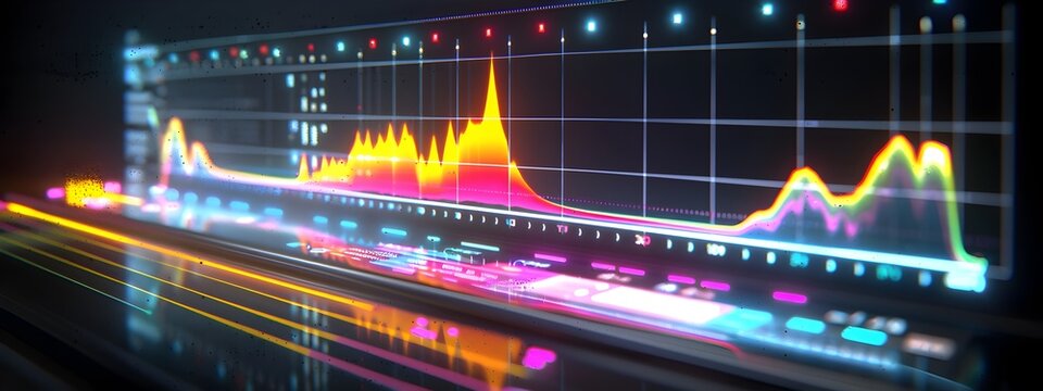 D Rendered Spectrum Analyzer Showcasing Frequency Distribution of a Signal