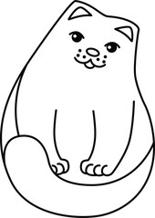 Cute stylized cat - vector linear picture for coloring. Outline. Pet, funny kitten - linear clipart