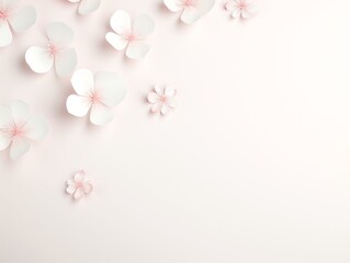 Fototapeta premium A serene cherry blossom wallpaper in pastel pink and white, ideal for springthemed decor, with a softfocus background that enhances the floral foreground