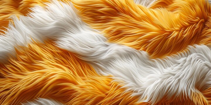 White and yellow fur texture as background, top view. Fur pattern