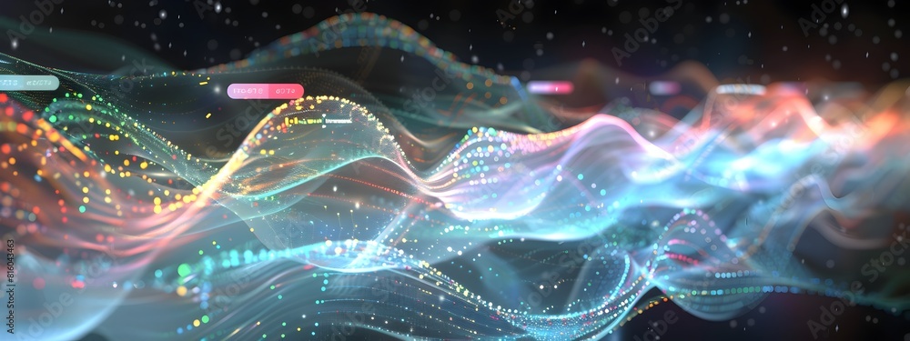 Poster electromagnetic waves a visual spectrum of frequencies in d rendering