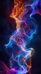 Fototapeta premium Abstract representation of sound waves flowing freely in space, Abstract art, Neon spectrum colors, Digital abstract