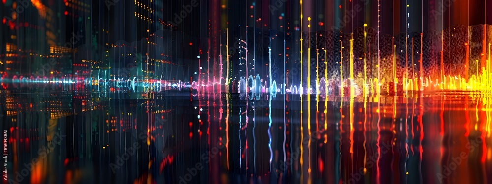 Poster spectrogram analysis visualizing the frequency content of music and speech