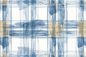 Hand-drawn checkered background. Watercolor seamless texture. Blue and white geometric pattern. Beautiful simple AI generated image in 4K, unique.