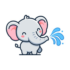 Fototapeta premium cute icon character elephant playing in water