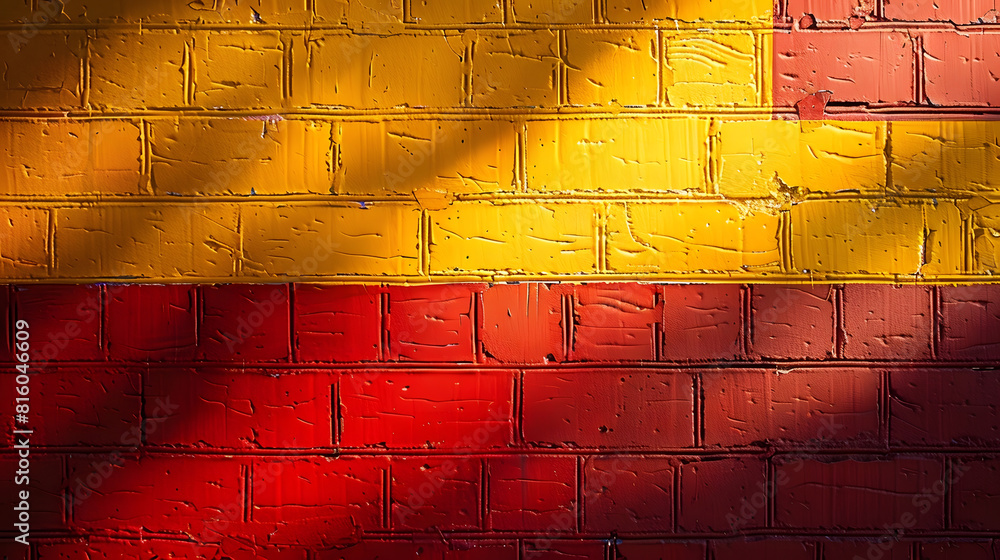 Aufkleber red and yellow brick wall with light effect and shadow abstract background photo : generative ai