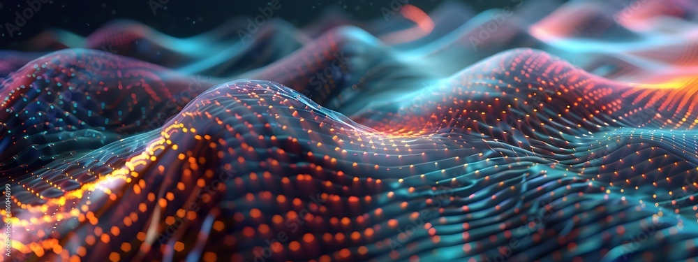Poster vibrating membrane generating a rainbow of sound frequencies in d