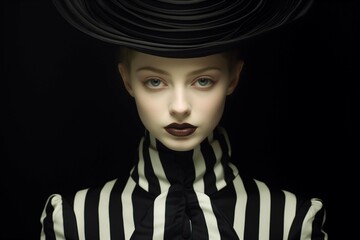 a capturing the enigmatic presence of a Victorian-inspired woman, her attire a fusion of classic elegance and modernity