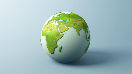 Stylized earth globe with green continents on a plain background, symbolizing, global, environment, conciousness.