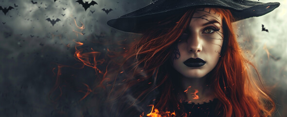 portrait of a woman, scary Halloween concept