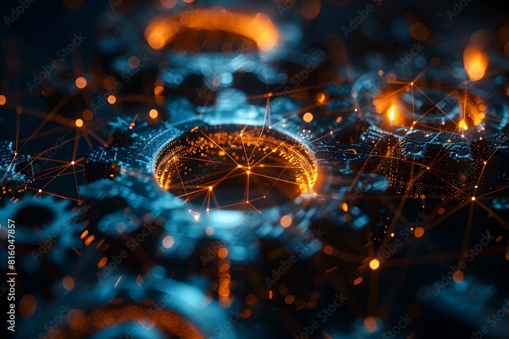 Poster sphere with glowing dots and lines