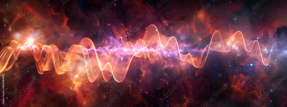 Poster wave packet propagation through space a d rendered animation depicting specific frequency wave