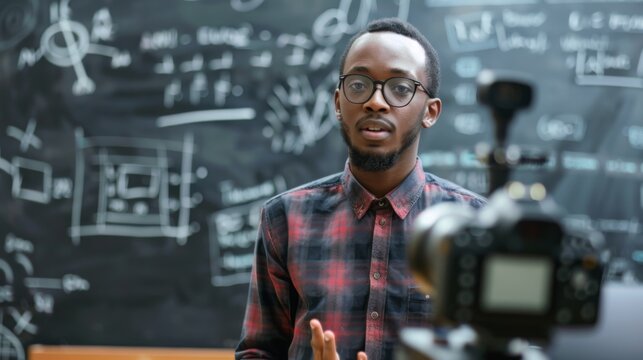 A Teacher Recording a Math Lesson