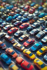 Fototapeta premium A lot of cars on the parking lot. Selective focus.