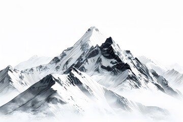 A black and white photograph of a mountain range